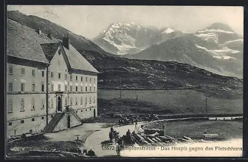 AK Simplon, Das Hospiz gegen das Fletschhorn an der Simplonstrasse