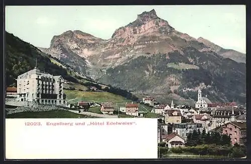 AK Engelberg, Hotel Edelweiss mit der Ortschaft