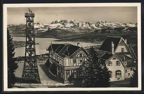 AK Zürich, Uetliberg mit Restaurant Uto-Kulm und Glärnischkette