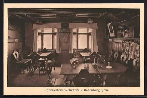 AK Jena, Innenansicht des Gasthauses Rabenvaters Weinstube-Rabenburg