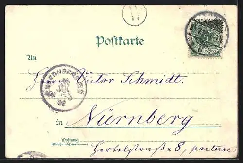 Lithographie Friedrichsruh, Portrait von Fürst Bismarck, Herzog von Lauenburg, Wappen