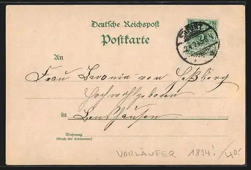 Vorläufer-Lithographie Erfurt, 1894, Blick über die Dächer