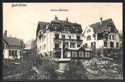 AK Bad-Elster, Hotel Pension Heimburg mit Garten