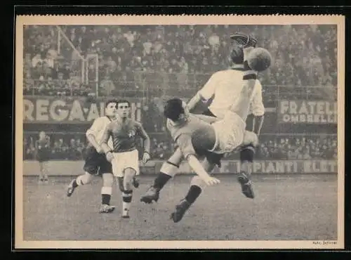 AK Florenz, Fussball-Länderspiel Italien gegen Deutschland, Fallrückzieher-Tor für Italien durch Piola