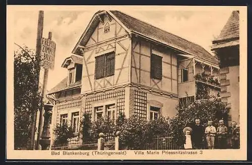 AK Bad Blankenburg /Thüringerwald, Villa Marie in der Priessnitzstrasse 3