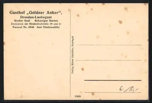 AK Dresden-Laubegast, Gasthof Goldner Anker