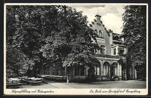 AK Groitzsch i. Sa., Gasthaus Wipprechtsburg mit Rosengarten