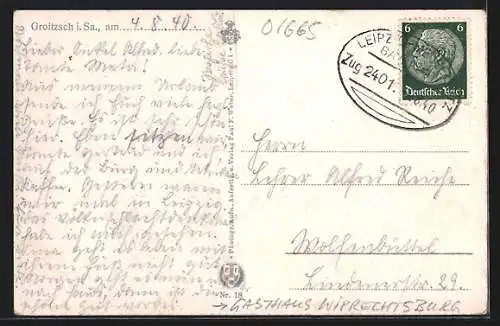 AK Groitzsch i. Sa., Gasthaus Wipprechtsburg mit Rosengarten