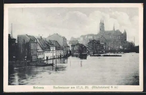 AK Meissen / Sa., Hochwasser am 17.1.1920 Höchsstand 6 m