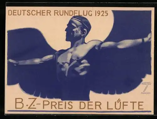 Künstler-AK Ludwig Hohlwein: Deutscher Rundflug 1925, B. Z. Preis der Lüfte, Ikarus
