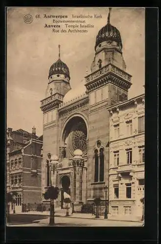 AK Anvers / Antwerpen, Temple des Israélite, Rue des Architectes, Synagoge