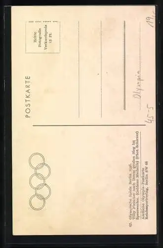 AK Berlin, Olympische Spiele 1936, Siegerin im Speerwurf Tilly Fleischer