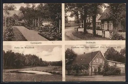 AK Rolfsen /Amelinghausen-Land, Gasthaus von Otto Sponagel, Gartenpartie, Dorfstrasse