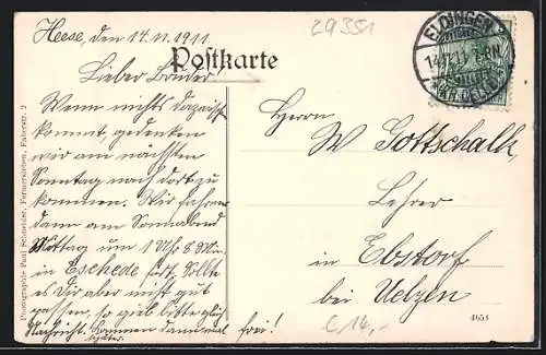 AK Heese, Häuser W. Harms, W. Alps und H. Gottschalk