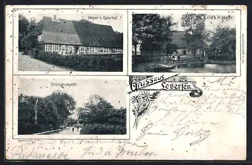 AK Leversen, Gasthof Meyer, Hof b. H. Meyer, Strassenansicht