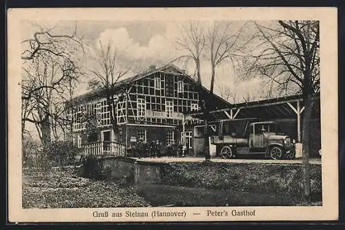 AK Steinau /Hannover, Peter`s Gasthof, Auto parkt vor dem Eingang
