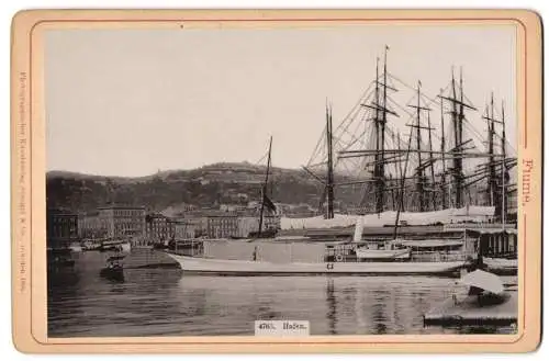 Fotografie Stengel & Co., Dresden, Ansicht Fiume, Hafen mit Segelschiffen und Ausflugsdampfer