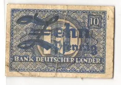 Notgeld Frankfurt / Main 1948, 10 Pfennig, Bank Deutscher Länder, Blaues Design mit grossem Wertaufdruck und Schriftzug