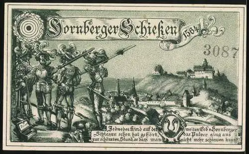 Notgeld Hornberg, 1918, 5 Mark, Stadtgemeinde Hornberg, Ritter und Ortsansicht