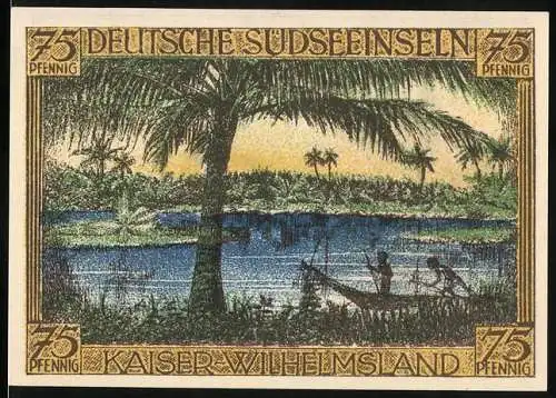 Notgeld Berlin 1921, 75 Pfennig, Kolonie Deutsche Südseeinseln Kaiser-Wilhelmsland
