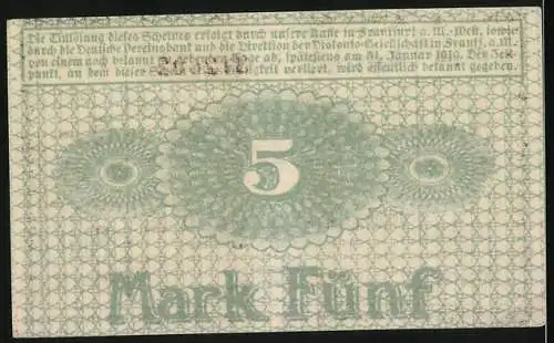 Notgeld Frankfurt a.M., 1918, 5 Mark, Frankfurter Maschinenbau-Akt.-Ges. vorm. Pokorny & Wittekind, Seriennummer 312602