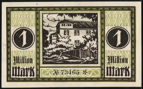 Notgeld Göppingen, 1923, 1 Million Mark, Landschaft und Gebäude