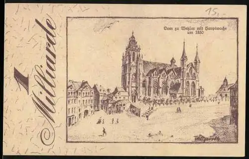 Notgeld Wetzlar 1923, 1 Milliarde Mark, Dom zu Wetzlar mit Hauptwache um 1850