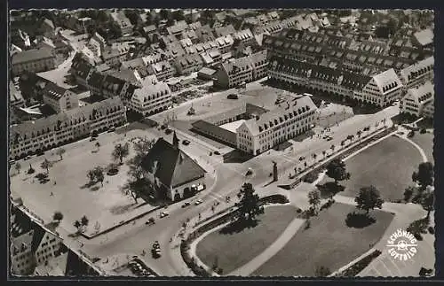 AK Freudenstadt im Schwarzwald, Marktplatz vom Flugzeug aus