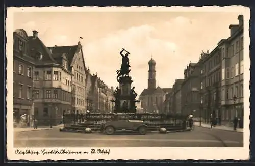 AK Augsburg, Herkulesbrunnen mit St.Ulrich