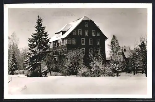 AK Braunlage /Harz, Paul Silex-Kriegsblinden-Kurheim im Schnee