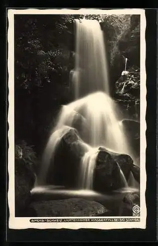 Foto-AK Walter Hahn, Dresden, NR 3454: Lichtenhainer Wasserfall in d. Sächsischen Schweiz