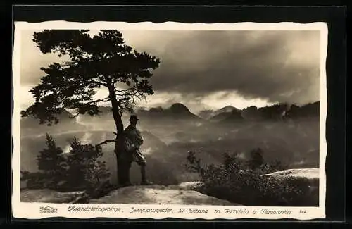 Foto-AK Walter Hahn, Dresden, Nr. 932: Gr. Zschand /Sächs.-Schweiz, Teichstein und hinteres Raubschloss