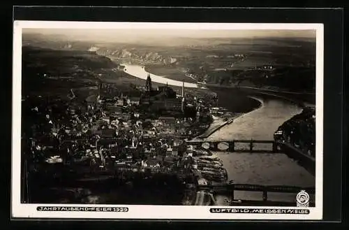 Foto-AK Walter Hahn, Dresden, Nr. 5674: Meissen a. Elbe, Ortsansicht mit Fluss