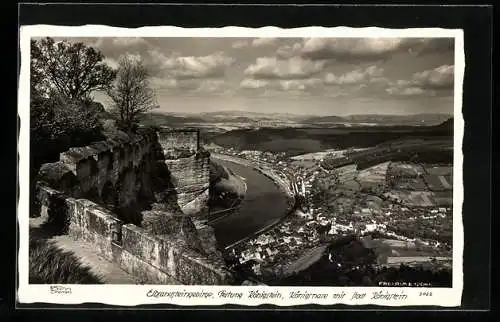 AK Königstein / Sächs. Schweiz, Festung, Königsnase, Blick auf Ort