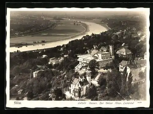 Foto-AK Walter Hahn, Dresden, Nr. 10275: Dresden-Weisser Hirsch, Gasthaus Luisenhof, Luftbild