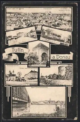 AK Tulln a. Donau, Hotel Brenner, Dreikönigskapelle, Stadtturm