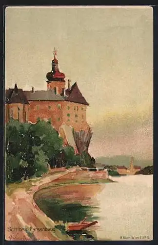 Künstler-AK Persenbeug, Blick auf das Schloss