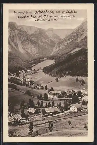 AK Altenberg an der Rax, Blick auf den Ort zwischen Rax und Schneealpe