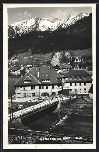 AK Neuberg a. d. Mürz, Ortspartie an der Brücke