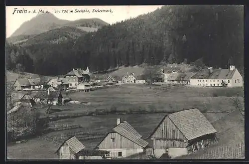 AK Frein a. d. Mürz, Ortsansicht mit Bergpanorama