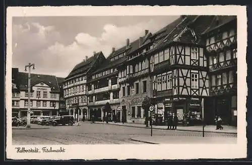 AK Halberstadt, Fischmarkt mit Zigarrengeschäft Ebermann