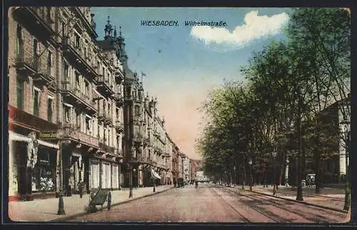 AK Wiesbaden, Blick auf die Wilhelmstrasse