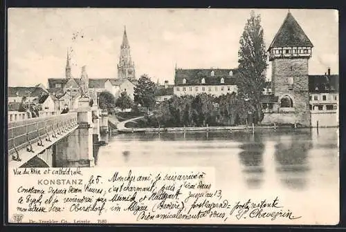 AK Konstanz, Ortsansicht mit Brücke