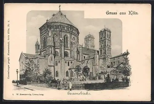 AK Köln, Gereonskirche mit Passanten