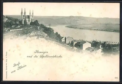 AK Remagen, Ortsansicht und Apollinariskirche
