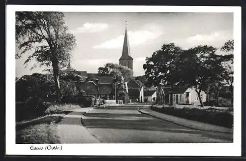 AK Esens /Ostfr., Ortspartie mit Kirche