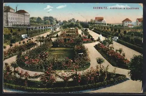 AK Chemnitz, Rosarium im Stadtpark, Panorama