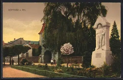 AK Boppard a. Rh., Partie mit Denkmal Gedeon v. d. Heide