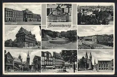 AK Braunschweig, Schloss, Bahnhof, Burgplatz