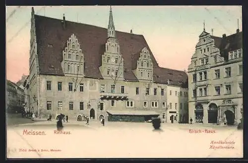 AK Meissen / Sa., Blick auf Rathaus und Hirsch-Haus